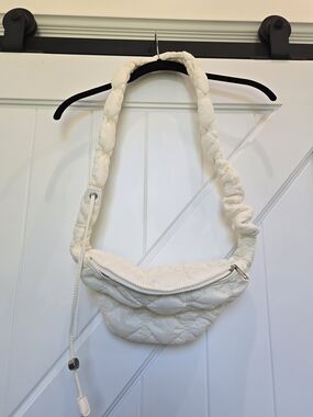 Quilted White Crossbody Bag with Padded Strap